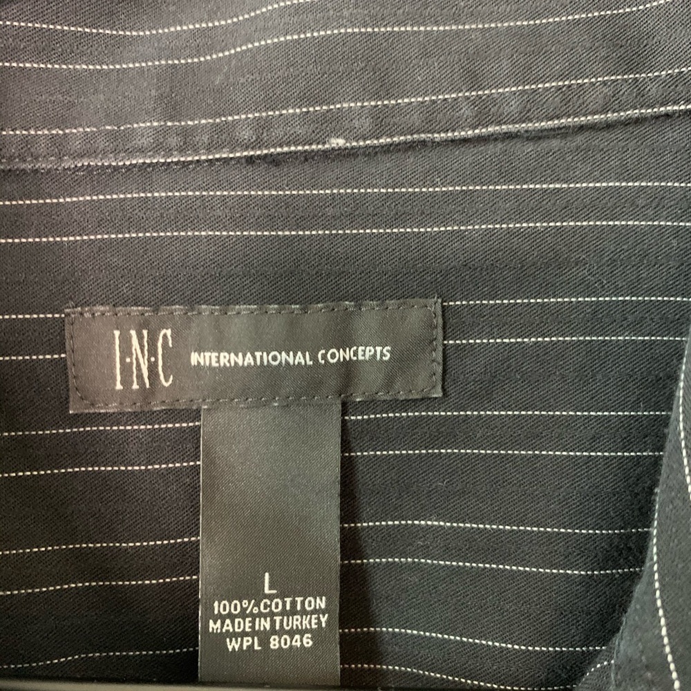 INC International Concepts Black Button Down Shirt Sz Large - Picture 3 of 8